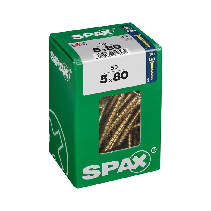 Spax Tornillo para Madera Cabeza Plana Yellox 5,0x80mm (50 unidades) Spax Tornillo para Madera Cabeza Plana Yellox 5,0x80mm (50 unidades)
