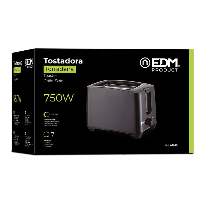 Edm Tostadora doble ranura black design 750W Edm Tostadora doble ranura black design 750W