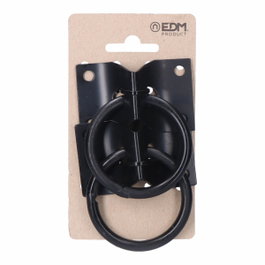 Edm 2 anillas aparca perros con placa 70x45mm negras