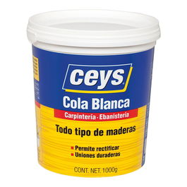 Ceys 501704 Cola Blanca Madera Bote 1kg para Superficies Grandes Secado 20 Minutos