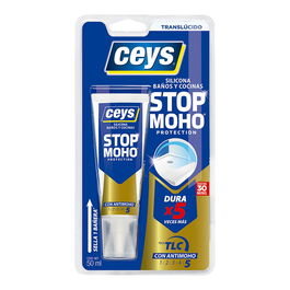Ceys 505584 Silicona Stop Moho Transparente 50 ml Secado 30 Minutos Dura 5 Veces Mas Especial Baños Cocinas