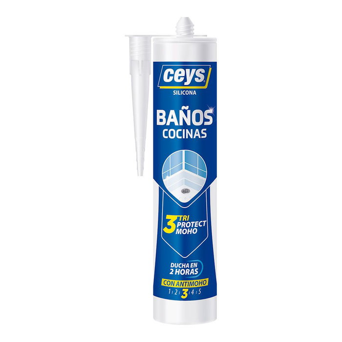 Ceys 505531 Silicona Triprotect Cocinas y Baños Transparente Anti-Moho Nivel 3 280 ml Ceys 505531 Silicona Triprotect Cocinas y Baños Transparente Anti-Moho Nivel 3 280 ml