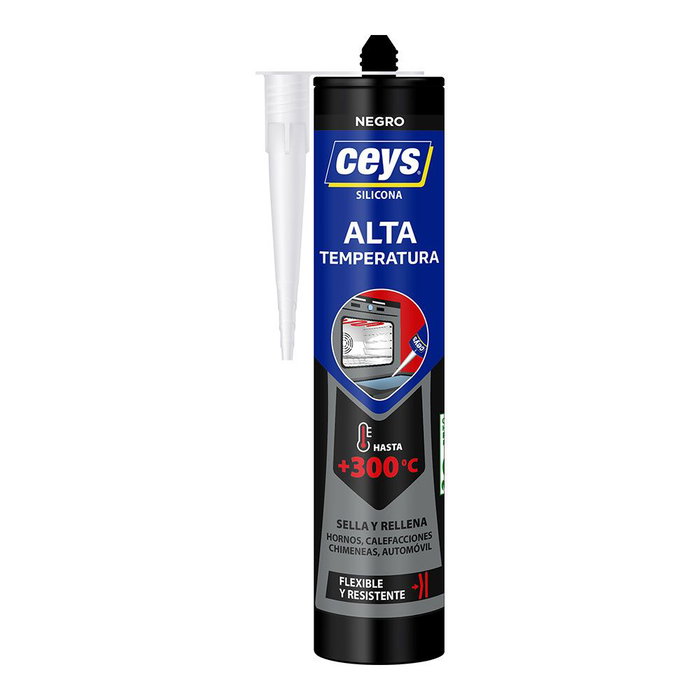 Ceys Sellador Alta Temperatura 506038 Silicona Negro Flexible Resiste hasta +300°C 280 ml Ceys Sellador Alta Temperatura 506038 Silicona Negro Flexible Resiste hasta +300°C 280 ml