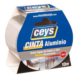 Ceys 507616 Cinta de Aluminio Adhesiva Multiusos 50 mm x 10 m, Resistente al Calor y Evita Fugas
