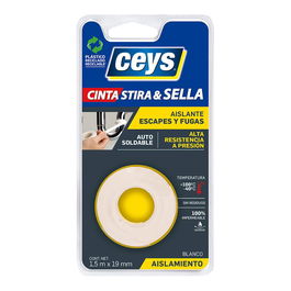 Ceys 507802 Cinta de Reparación Stira & Sella Blanco 19 mm x 1,5 m Impermeable Alta Resistencia