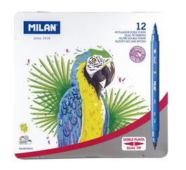 Rotulador Milan Doble Punta Fina/Pincel Caja De 12