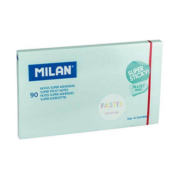 Milán Bloc de 90 notas super adhesivas azul pastel 76 x 127 mm Milán Bloc de 90 notas super adhesivas azul pastel 76 x 127 mm