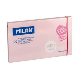 Milán Bloc de 90 notas super adhesivas rosa pastel 76 x 127 mm