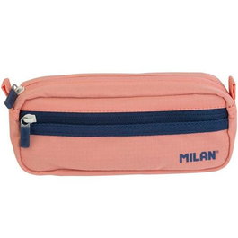 Milan Portatodo Rectangular 2 Cremalleras Serie 1918 Rosa, Estuche Escolar Resistente y Práctico para Niños