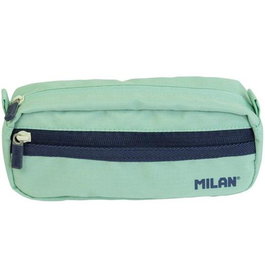 Milan Portatodo Rectangular 2 Cremalleras Serie 1918 Verde con Bolsillo Frontal y Resistente Ripstop, Ideal Estudiantes