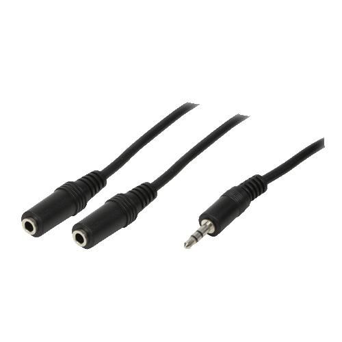LogiLink Adaptador de audio 1x 3,5 mm macho a 2x 3,5 mm hembra, 20 cm, Negro