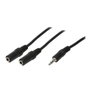 LogiLink Adaptador de audio 1x 3,5 mm macho a 2x 3,5 mm hembra, 20 cm, Negro