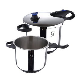 San Ignacio Olla a Presión Duero SG1530 Acero Inoxidable 2 Piezas Ø22 cm Capacidad 4 y 5,5 L Apta Inducción