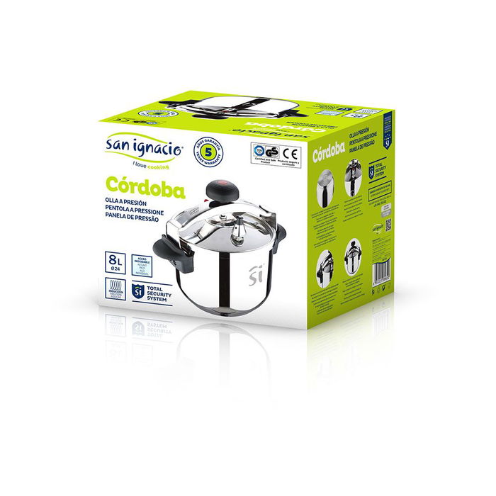 San Ignacio Olla a Presión Córdoba SG1512 8L Ø24 cm Acero Inoxidable Compatible Inducción San Ignacio Olla a Presión Córdoba SG1512 8L Ø24 cm Acero Inoxidable Compatible Inducción