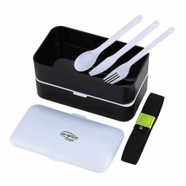 San Ignacio Set hermético rectangular Expert negro 1200 ml con cubiertos