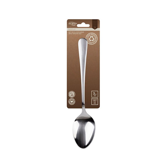 San Ignacio SG-7767 Cuchara Acero Inoxidable Reciclado Brillo Natur 3 Unidades