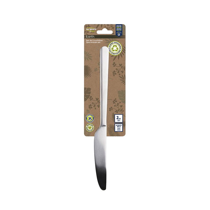 San Ignacio Cuchillo Cocina Sg-7779 Acero Inoxidable Reciclado Brillo Earth Blister 2 Unidades