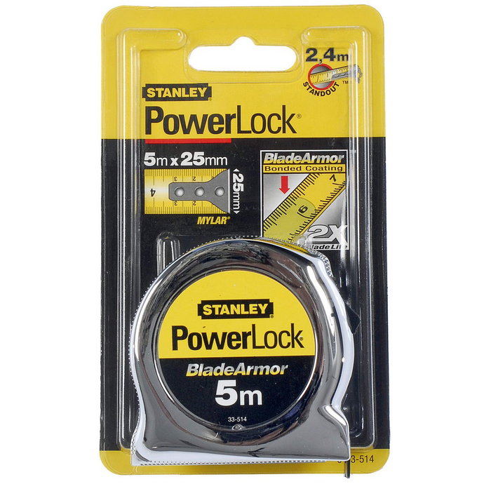 Stanley Flexómetro Powerlock Blade Armor 5 m x 25 mm 0-33-514 Stanley Flexómetro Powerlock Blade Armor 5 m x 25 mm 0-33-514