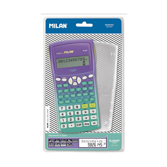 Milan Calculadora Científica M240 Sunset Turquesa y Lila Milan Calculadora Científica M240 Sunset Turquesa y Lila