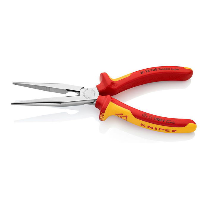 Knipex Alicates de Boca Cigüeña Recto 200mm con filos de corte, mangos aislados VDE, cromado/rojo/amarillo 206g 200x56x19 mm