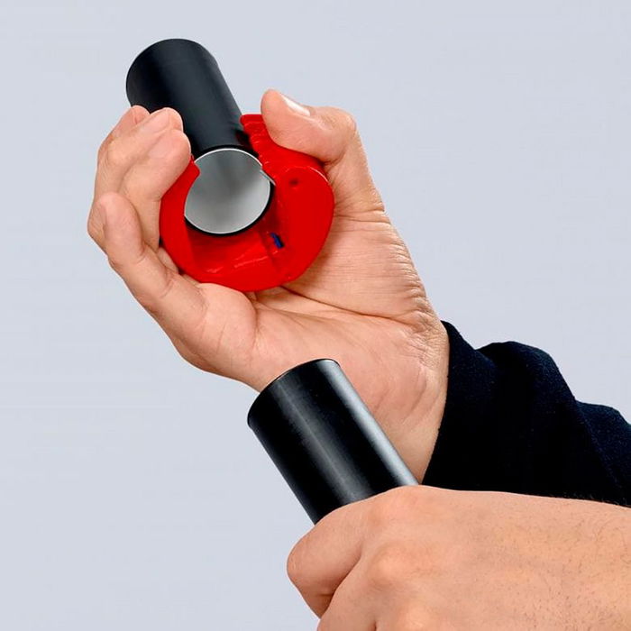 Knipex Cortatubos para Tubos de Plástico y Manguitos de Sellado, Corte Rápido y Limpio sin Rebabas, Diámetro 20-50mm, Espesor hasta 2.4mm