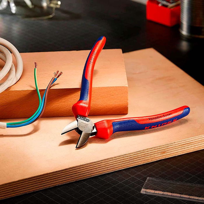 Knipex Alicates de corte diagonal 165 x 53 x 21 mm, negro atramentado pulido, filo con bisel, corte limpio