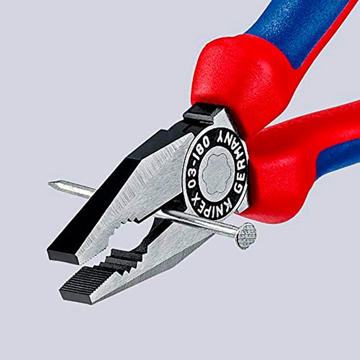 Knipex Alicates universales 0302180 185 mm filo con bisel, para cortar alambre blando y duro Knipex Alicates universales 0302180 185 mm filo con bisel, para cortar alambre blando y duro