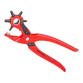 Knipex 9070220 EAN Tenazas Revolver Sacabocados, 220x64x15mm, Rojo/Negro, Ø 2.0/2.5/3.0/3.5/4.0/5.0mm