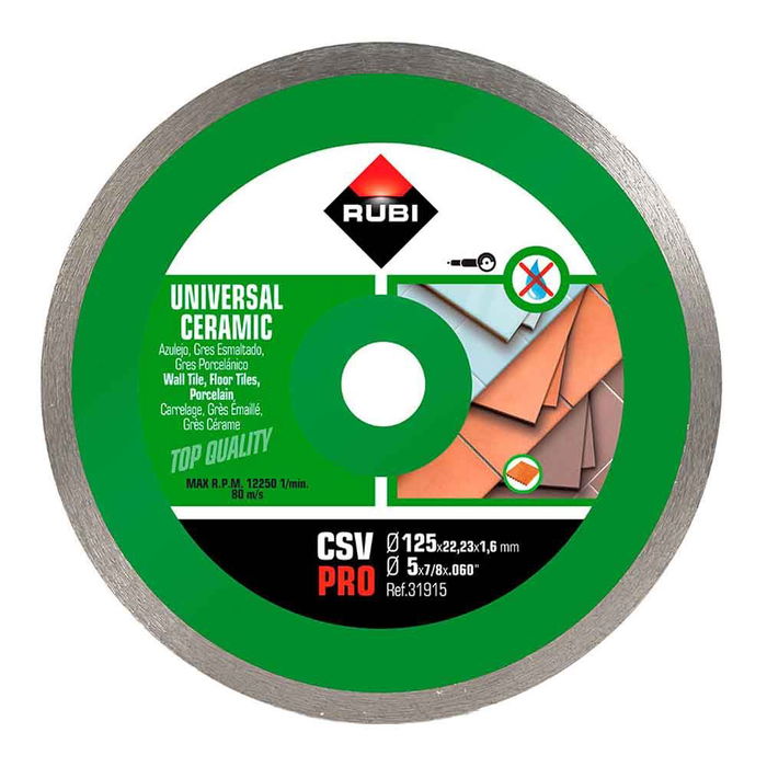 Rubi Disco Diamantado CSV Pro Ø125 x 1,6 x 22,2 mm para Corte de Baldosa Cerámica Rubi Disco Diamantado CSV Pro Ø125 x 1,6 x 22,2 mm para Corte de Baldosa Cerámica