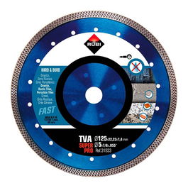Rubi Disco Diamantado tva superpro Ø125 x 1,4 x 22,2 mm para Corte en Seco de Granito, Gres Porcelánico y Materiales Duros