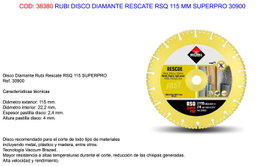 Rubi Disco Diamantado RSQ Superpro ø115 x 4 x 22,2 mm