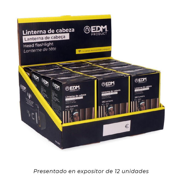 Edm Linterna Frontal con Sensor Recargable 8W LED Cob 280lm IP44 Luz Fría Edm Linterna Frontal con Sensor Recargable 8W LED Cob 280lm IP44 Luz Fría