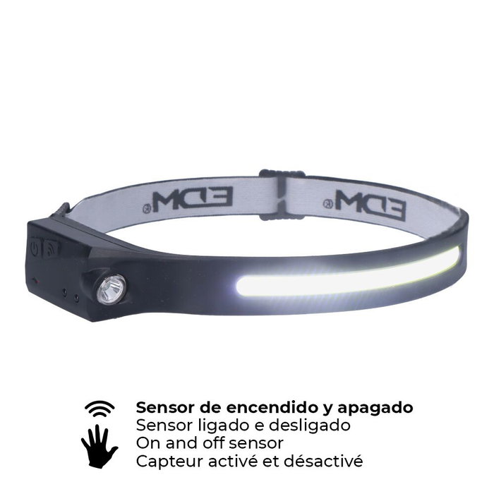 Edm Linterna Frontal con Sensor Recargable 8W LED Cob 280lm IP44 Luz Fría Edm Linterna Frontal con Sensor Recargable 8W LED Cob 280lm IP44 Luz Fría