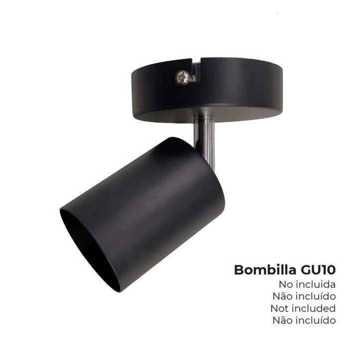 EDM Foco Negro 1 Elemento GU10 para Bombilla 50W, Máx. 50W (Bombilla no Incluida), Casquillo GU10, Medidas Ø9 x 5.6 x 14.2 cm, 220-240V, IP20 EDM Foco Negro 1 Elemento GU10 para Bombilla 50W, Máx. 50W (Bombilla no Incluida), Casquillo GU10, Medidas Ø9 x 5.6 x 14.2 cm, 220-240V, IP20
