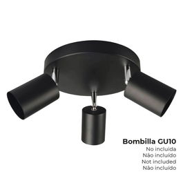 Edm Plafón Negro 3 Elementos GU10 50W Bombilla No Incluida Ø 20 x 14,6 cm
