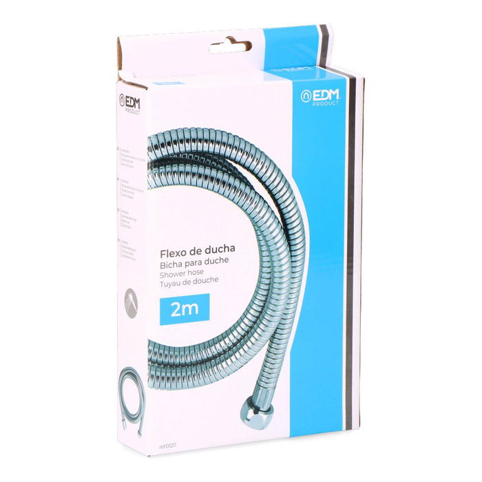 Edm Flexo de Ducha Acero Inoxidable Cromo 2 m Doble Cerradura Tuercas Latón