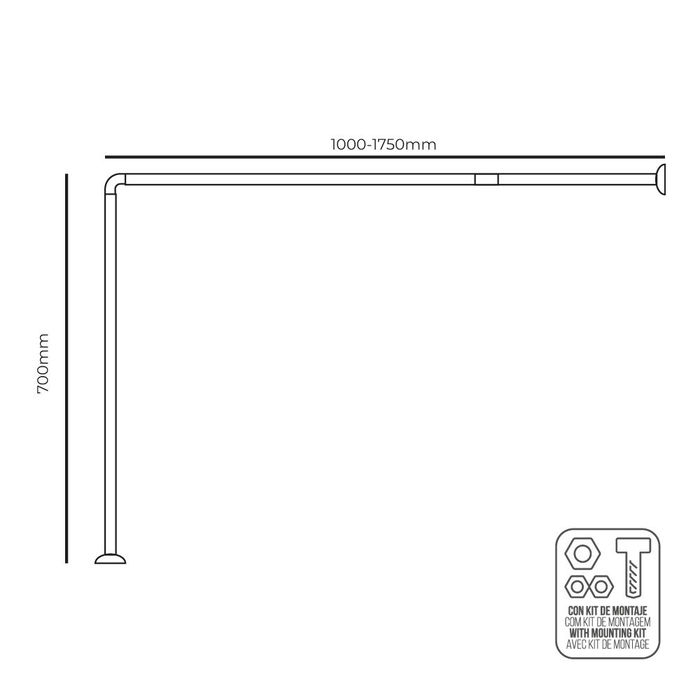 Edm Barra de Cortina Curva Blanca 70 x 100 a 175 cm
