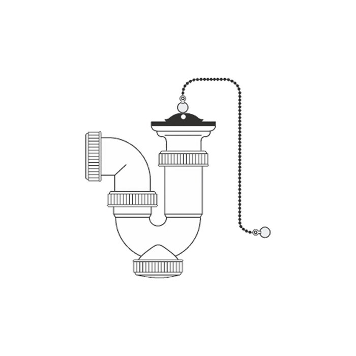 Mirtak Sifón curvo extensible 1 1/2 pulg. con cadena y tapón