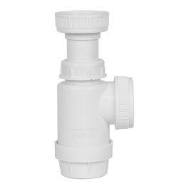 Mirtak Sifón de Botella Extensible 1" 1/2" Blanco Plástico PVC Válvula Automática