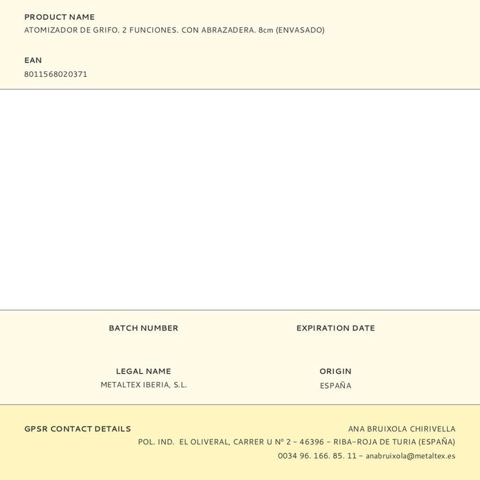 Metaltex Atomizador para Grifo Cromado 2 Funciones con Abrazadera 8cm