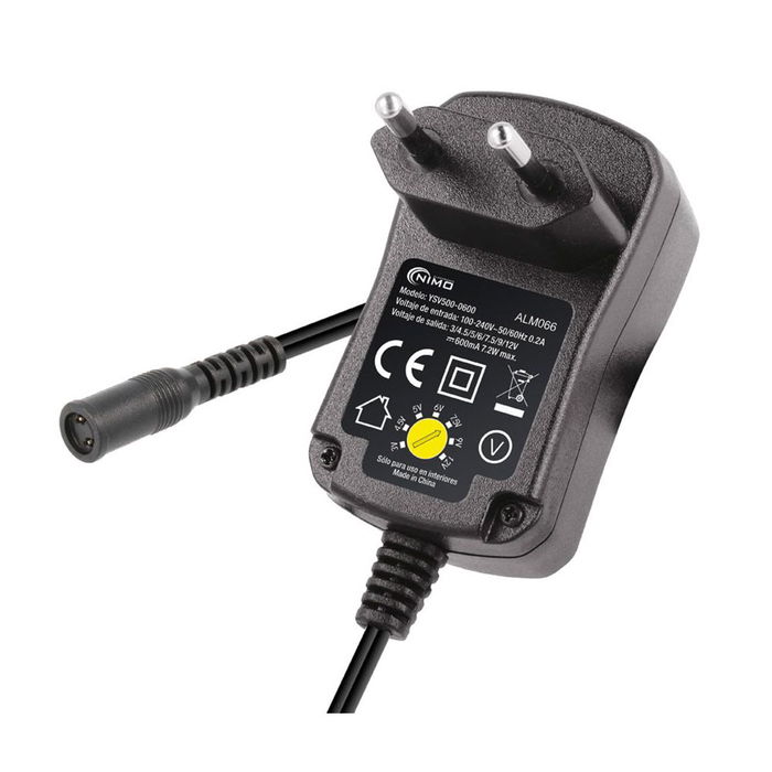 Nimo Alimentador Electrónico Regulable 3V-12V 600mAh 7.2W con 6 Clavijas Intercambiables Nimo Alimentador Electrónico Regulable 3V-12V 600mAh 7.2W con 6 Clavijas Intercambiables