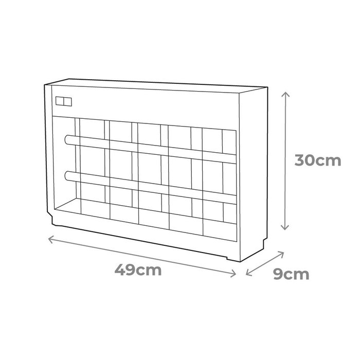 Edm Mata insectos eléctrico profesional, 2 tubos de 15W, luz actínica, cobertura 100 m², color cromo/negro, 48x9x30 cm