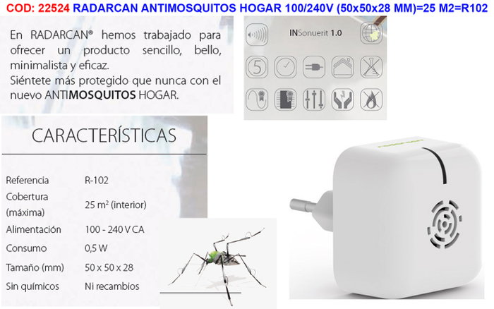 Radarcan Anti-mosquitos ultrasónico R102 Blanco
