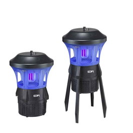 EDM Mata Insectos Eléctrico con Luz Ultravioleta UV 7W, Alcance 100 m², para Interior y Exterior, Medidas Ø21.5 x 44 cm, Negro - Compatible Tubo 00276