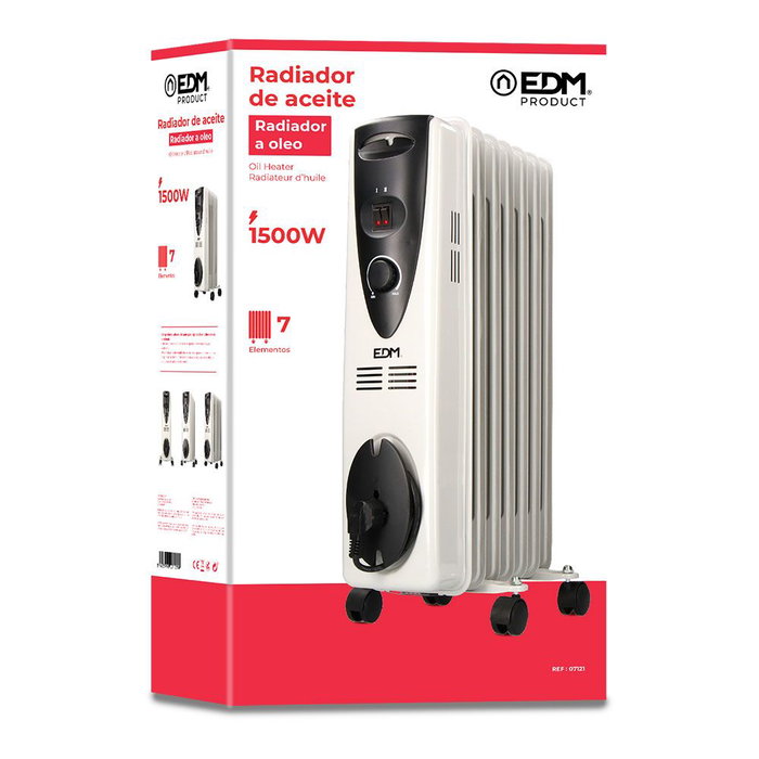 Edm Radiador de aceite 1500 W con 7 elementos