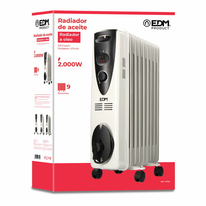 Edm Radiador de aceite 2000 W con 9 elementos