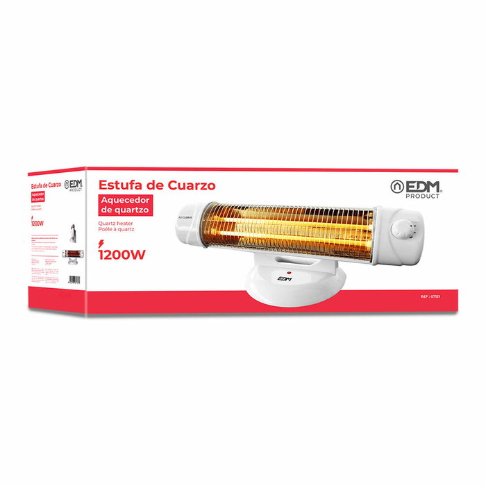 Edm Estufa de cuarzo de suelo 600/1200 W Blanco