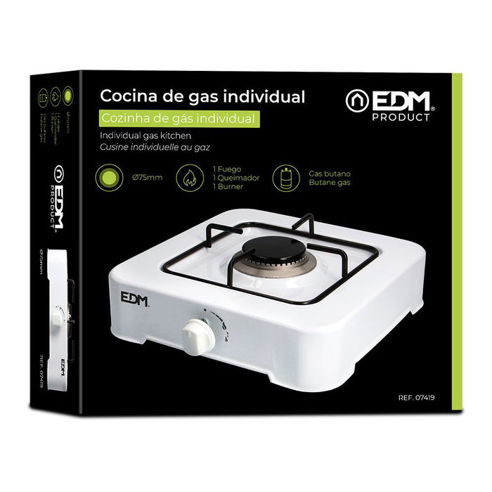 Edm Cocina de Gas 1 Fuego Esmaltada Color Blanco
