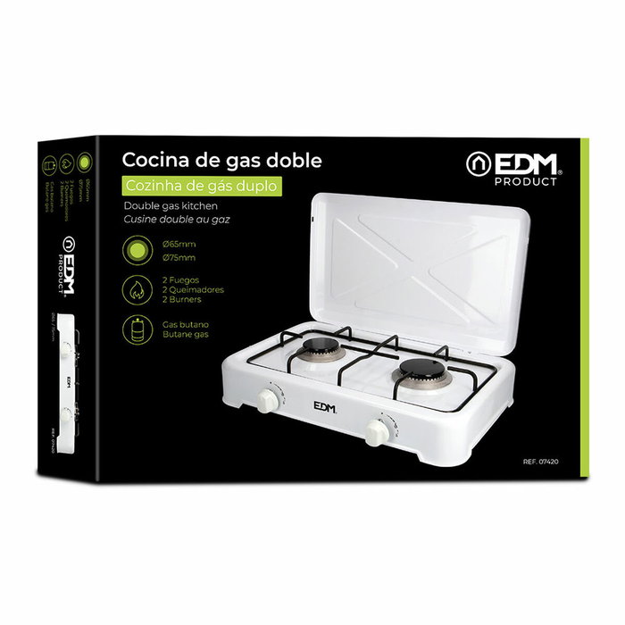 Edm Cocina de gas esmaltada 2 fuegos