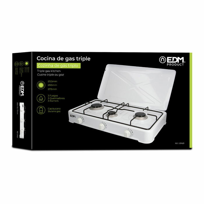 Edm Cocina de gas esmaltada 3 fuegos Blanco Edm Cocina de gas esmaltada 3 fuegos Blanco